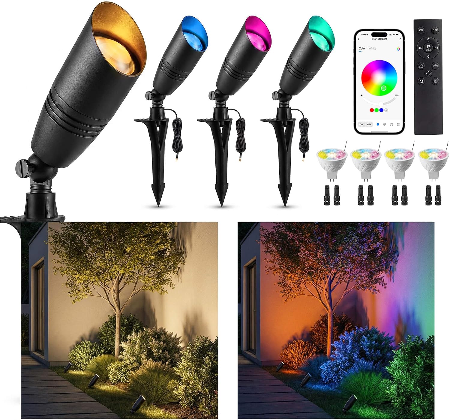 Color Changing Outdoor - Focos LED para Exteriores de Bajo