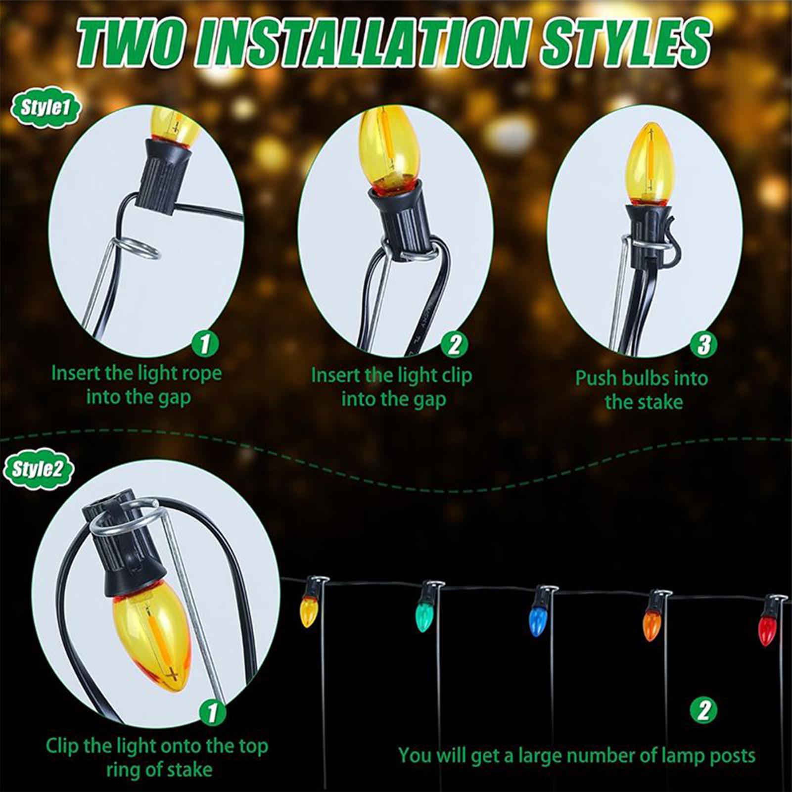 Outdoor Lighting Ground - Estacas de luz navideña de 12