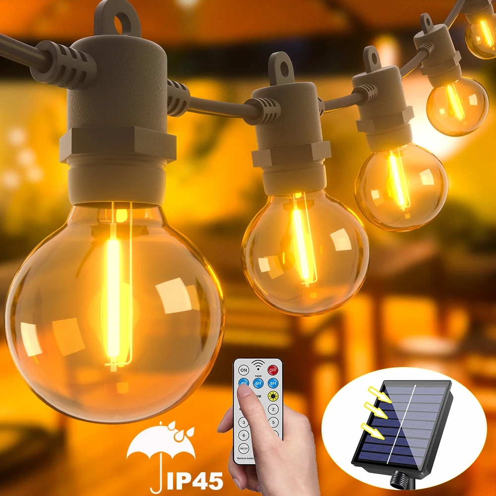 Outdoor Lighting Socket - Lámpara de guirnalda Solar inastillable para